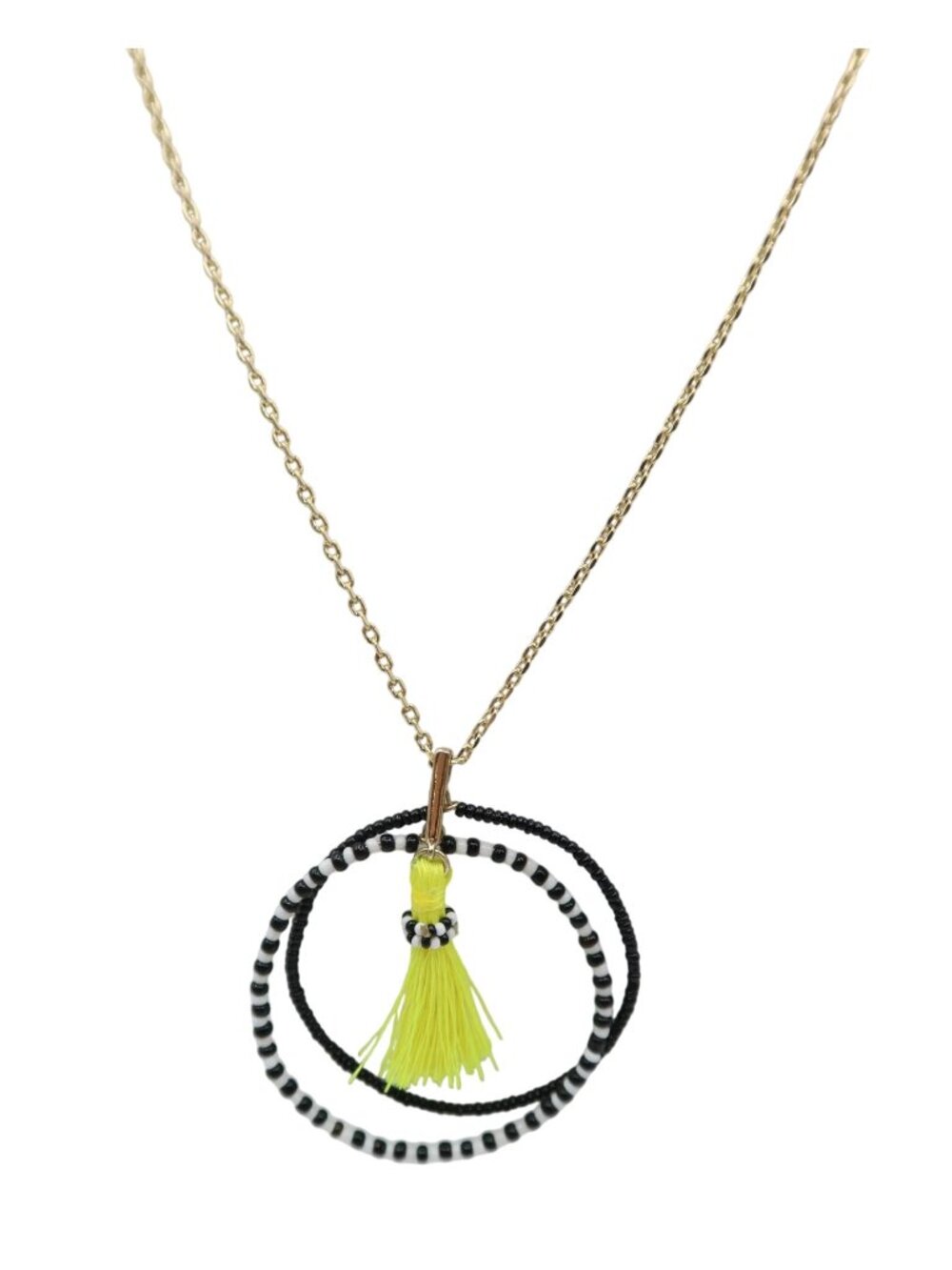 SUGARFIX BY BAUBLEBAR Yellow Tassel & Round Pendant Long Necklace Whimsical